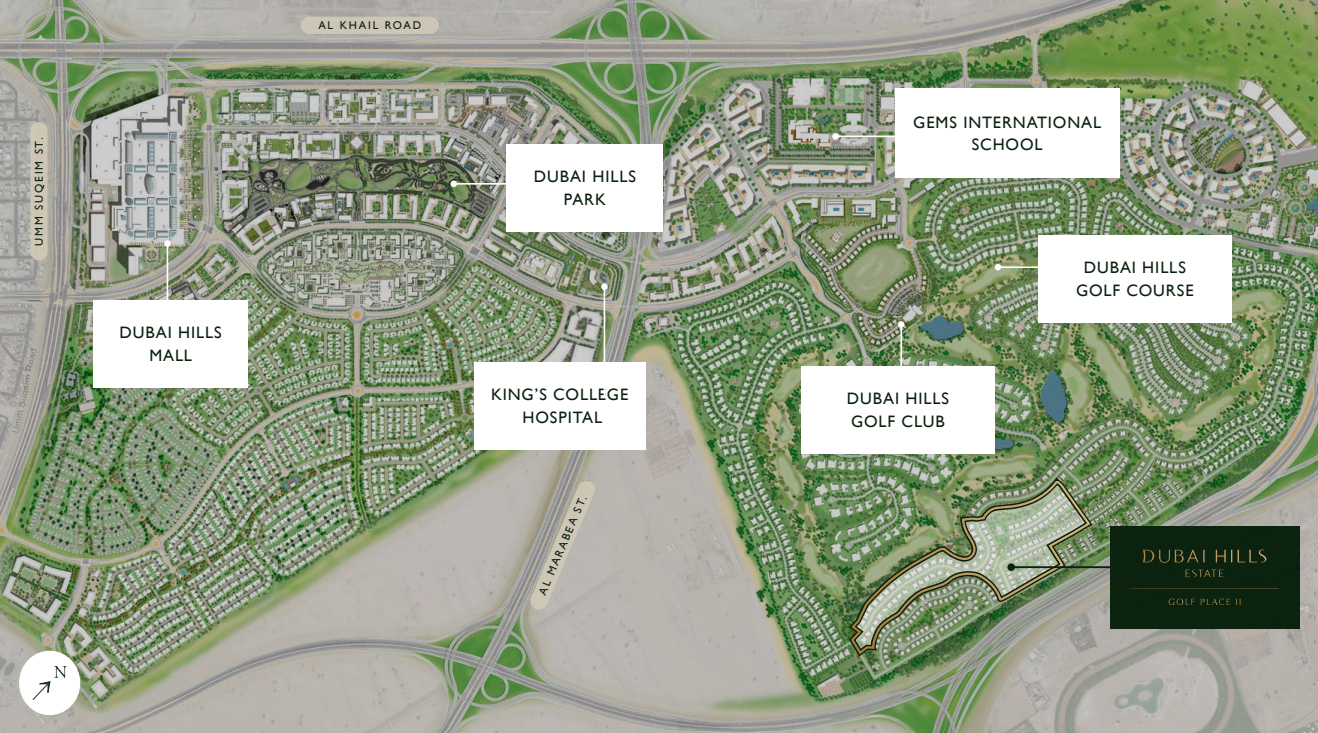 Golf Place area guide location map