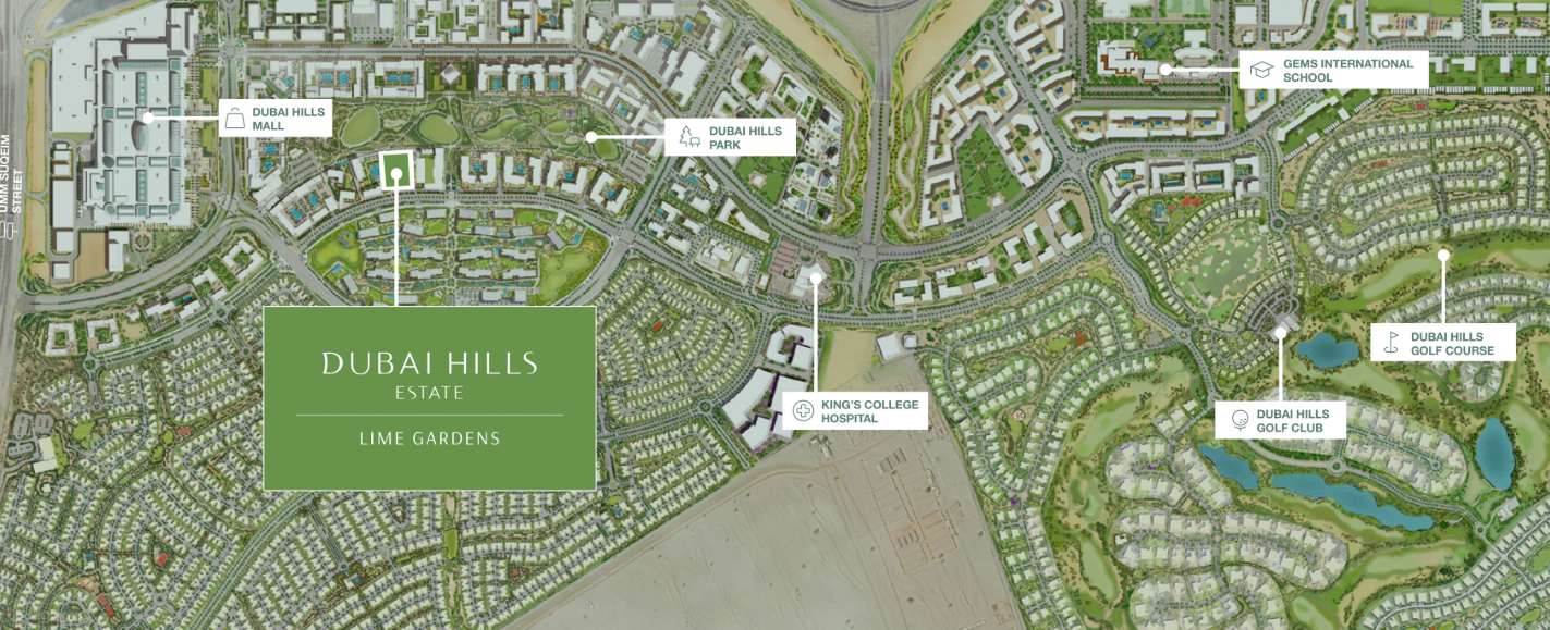Lime Gardens Dubai Hills Estate about project location map