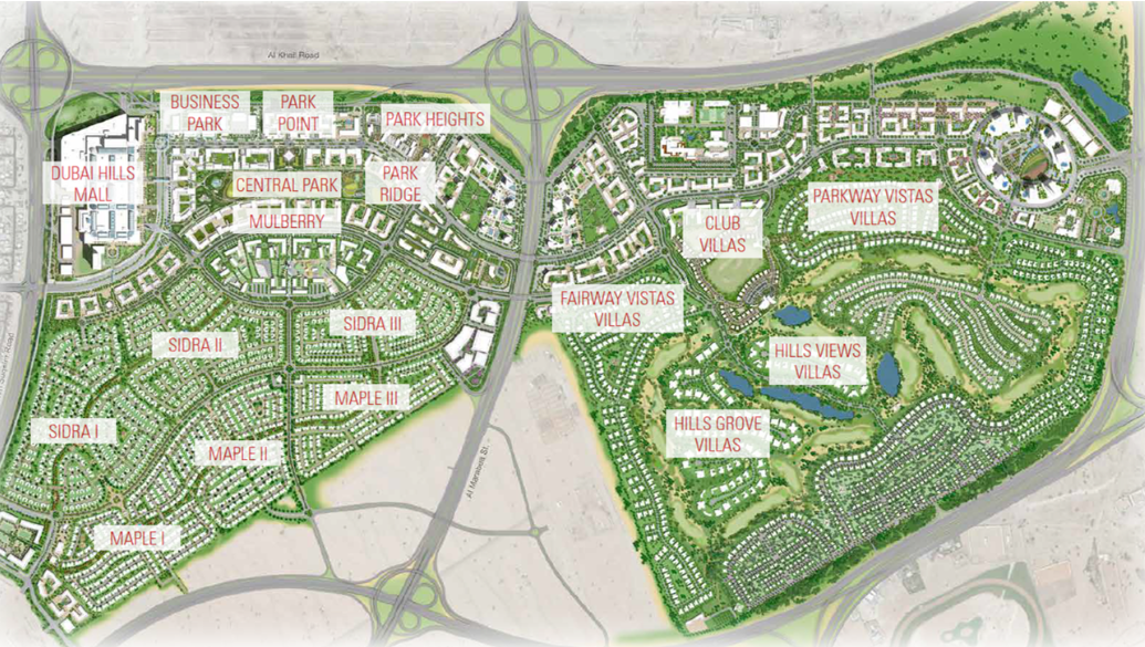 Mansions Hills Grove & Hills View resale golf course location map