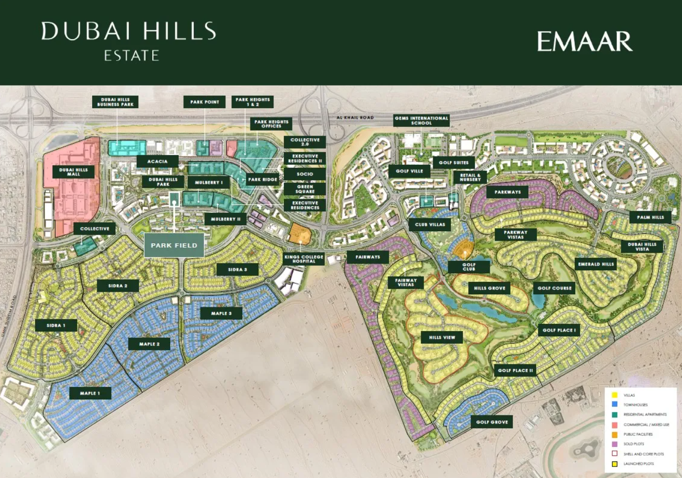 Park Field about the project Emaar Dubai Hills Estate location map