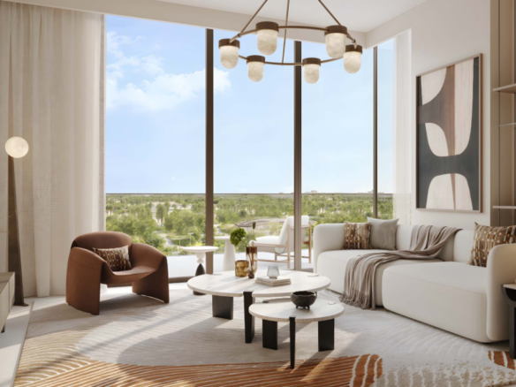 Vida Dubai Hills handover 2BR corner resale pool view living area