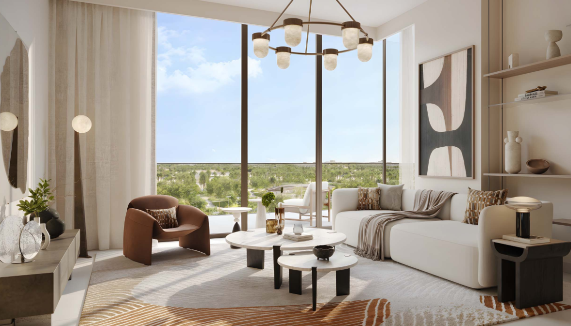 Vida Dubai Hills handover 2BR corner resale pool view living area